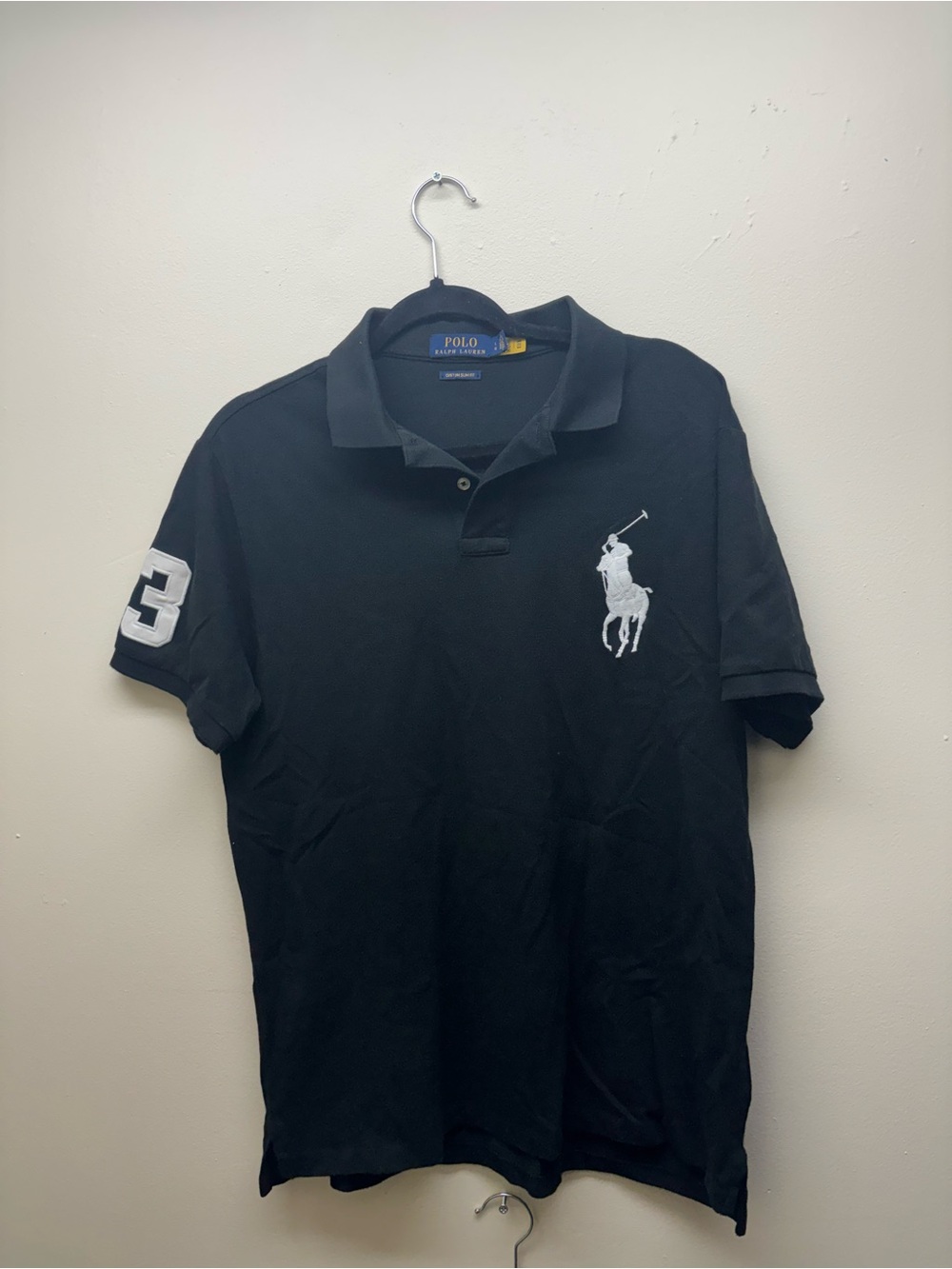 Polo by Ralph Lauren Black Polo with White Pony & Sleeve Number